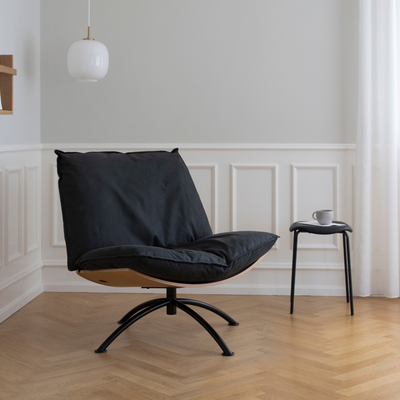 PRIMETIME - Sessel mit Hocker, gebürsteter Stahl