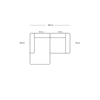 BASECAMP Small - linkes Chaiselongue, 2 Module, 140x180 cm