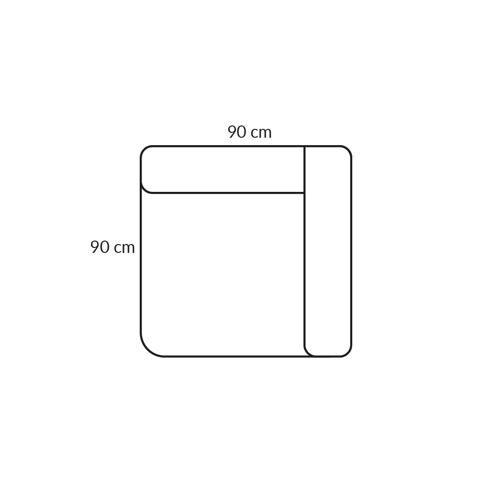 BASECAMP Corner - rechts, Modul 1D, 90x90 cm
