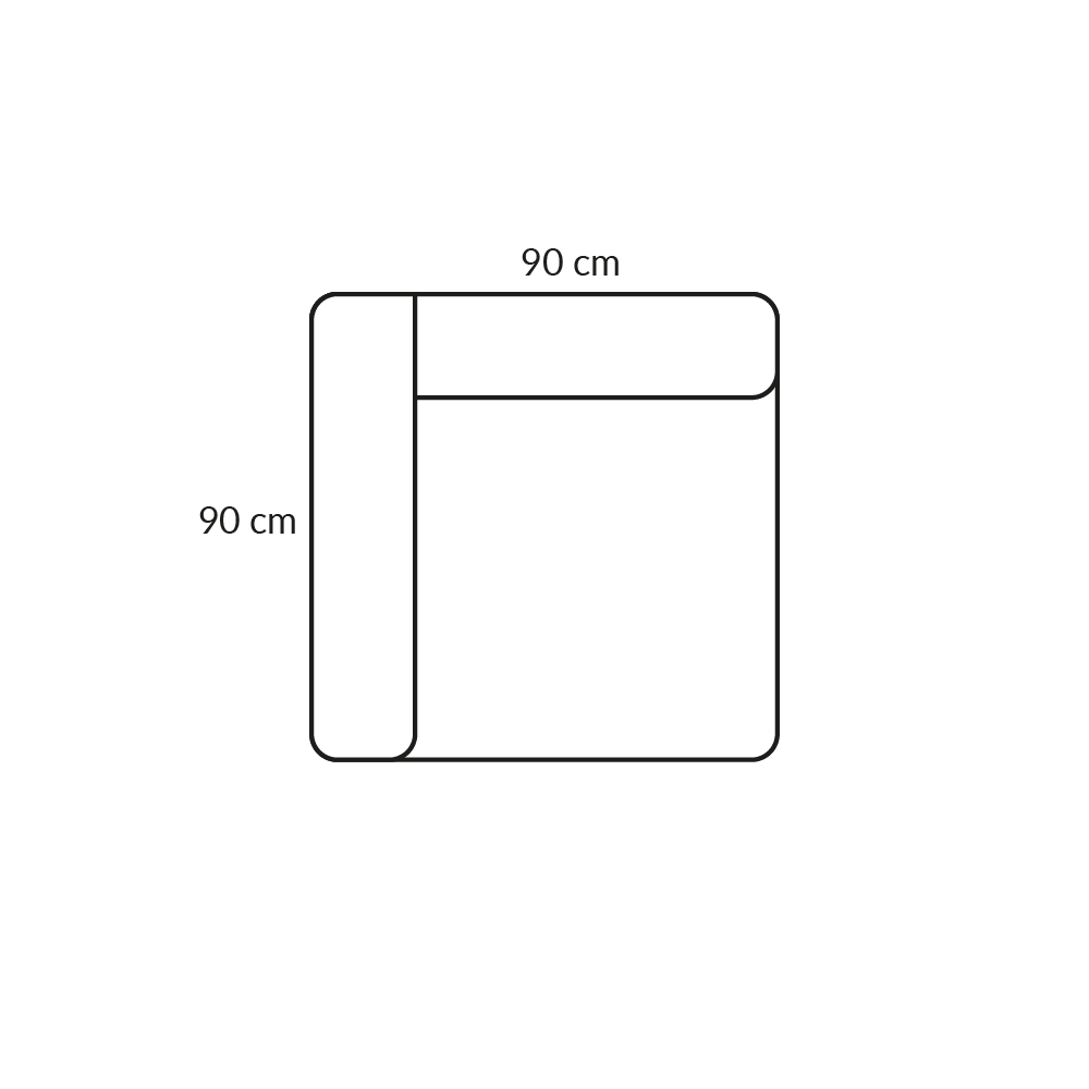 BASECAMP Corner - links, Modul 1E, 90x90 cm