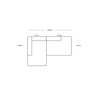 BASECAMP Small open end - Linkes Chaiselongue, 2 Module, 140x210cm