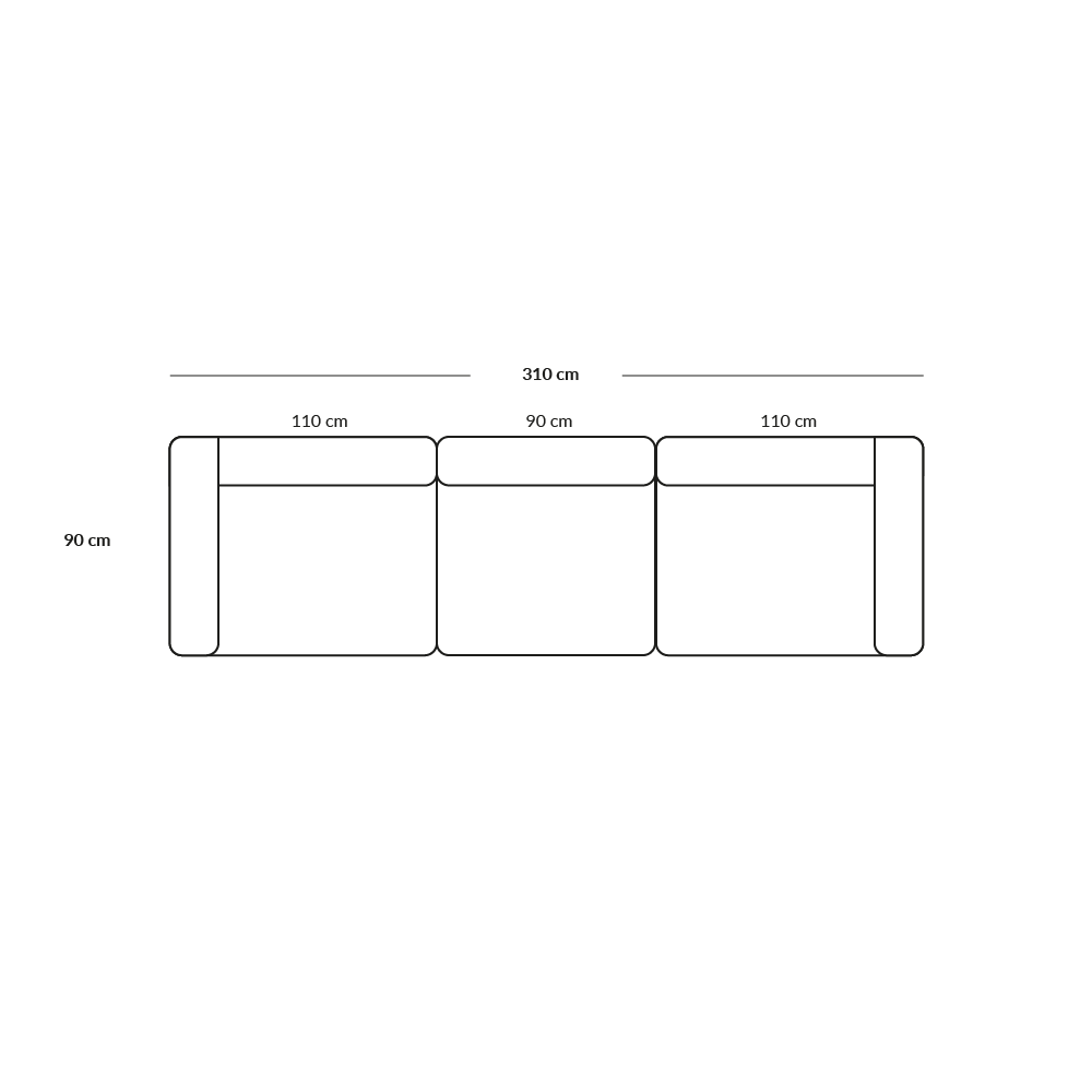 BASECAMP XL Three seater - 3 Module, 90x310 cm