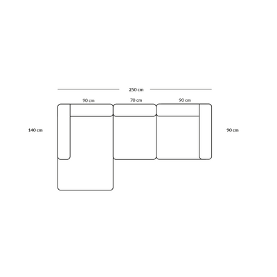 BASECAMP Chaiselongue - linkes Chaiselongue, 3 Module, 140x250cm