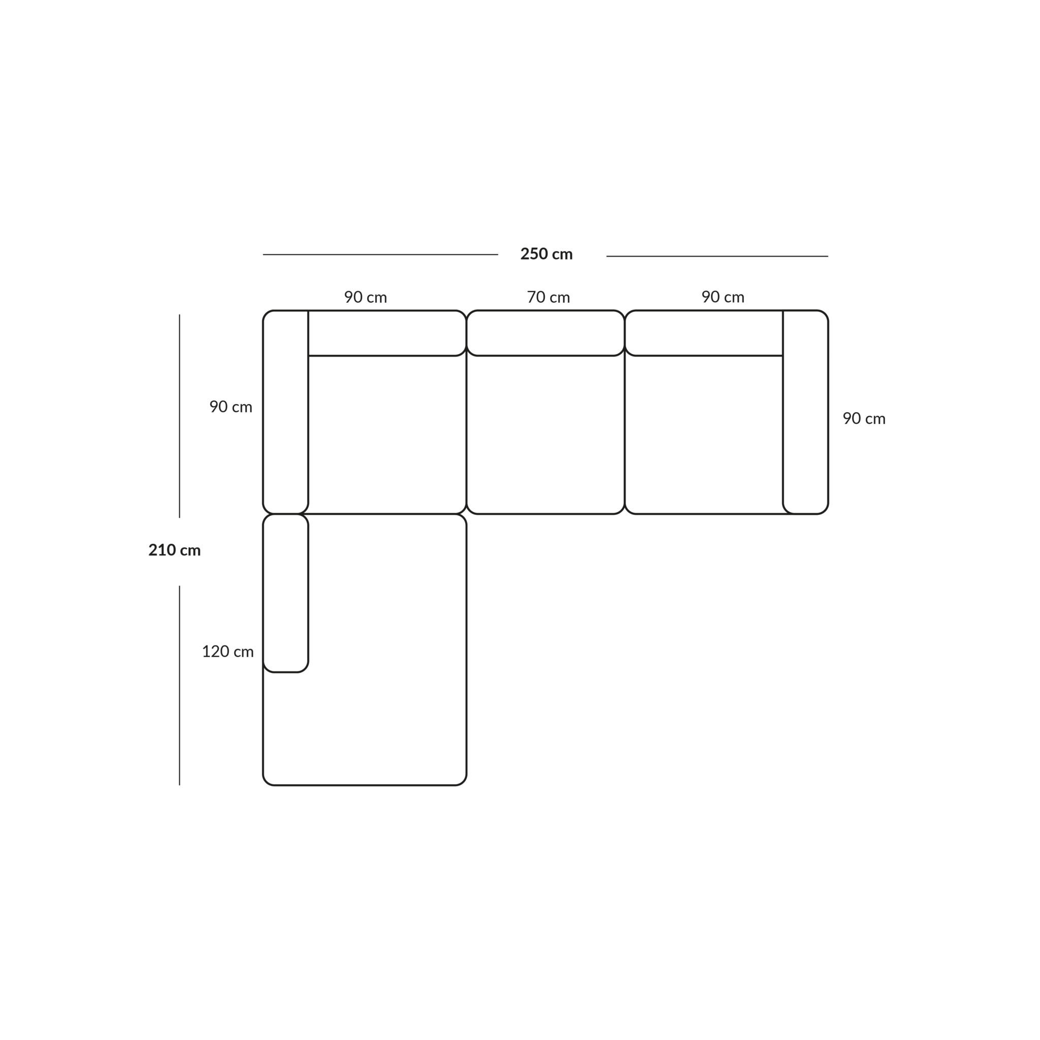 BASECAMP Small family - Links open end, 4 Module, 210x250cm
