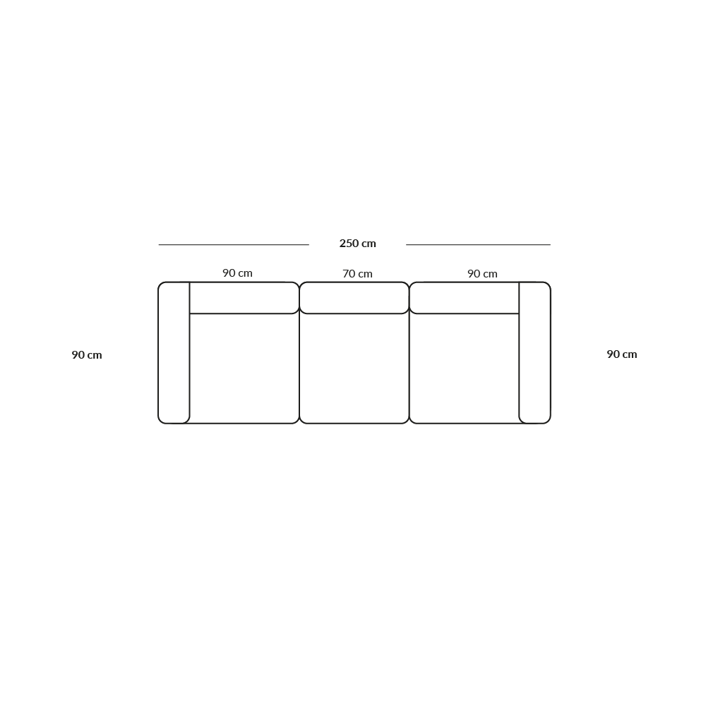 BASECAMP Three seater - 3 Module, 90x250 cm