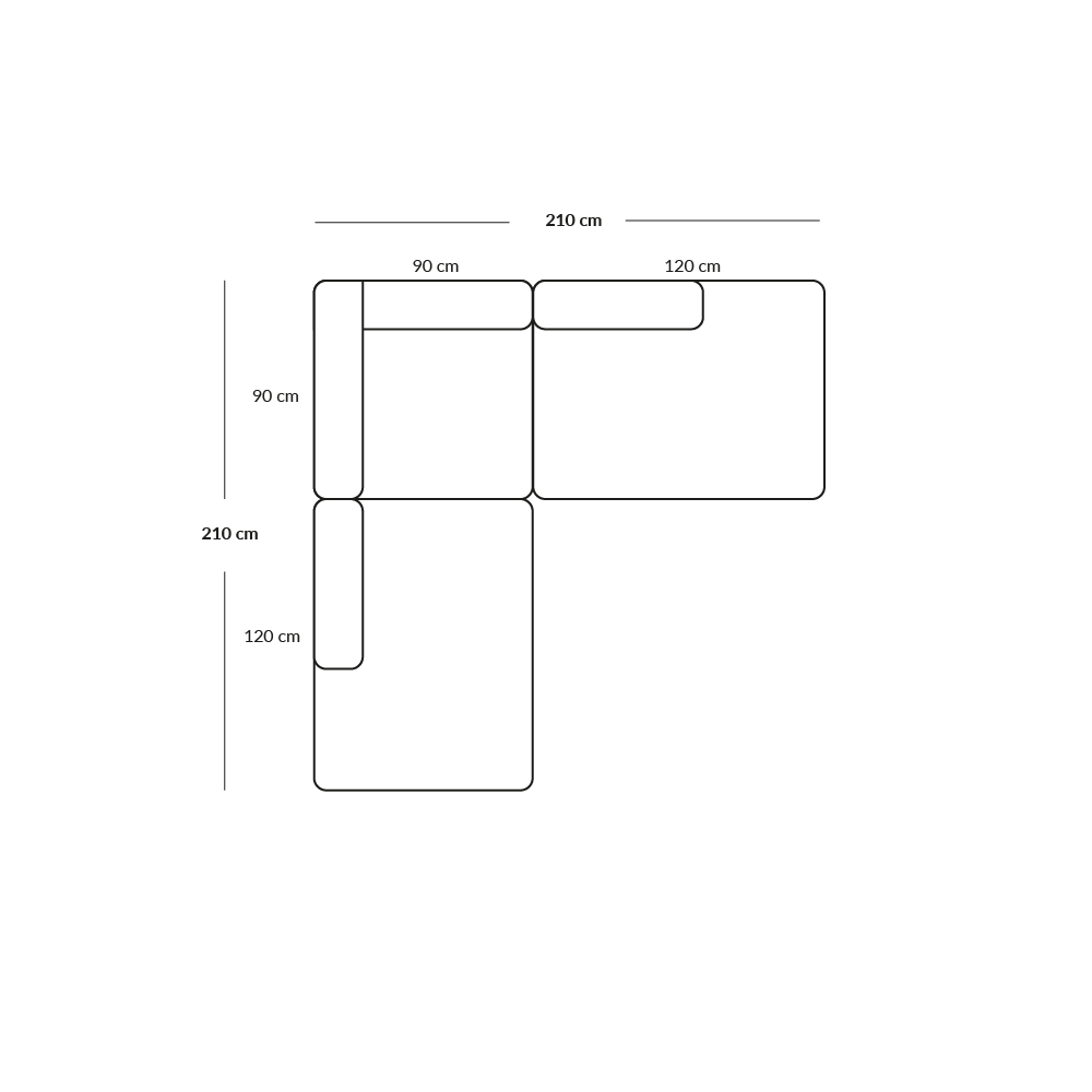 BASECAMP Corner open end - 3 Module, 210x210 cm