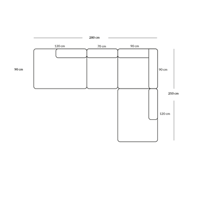BASECAMP Open end open - rechts open end, 4 Module, 210x280 cm