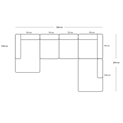 BASECAMP Family - linkes Chaiselongue, 5 Module, 210x320 cm