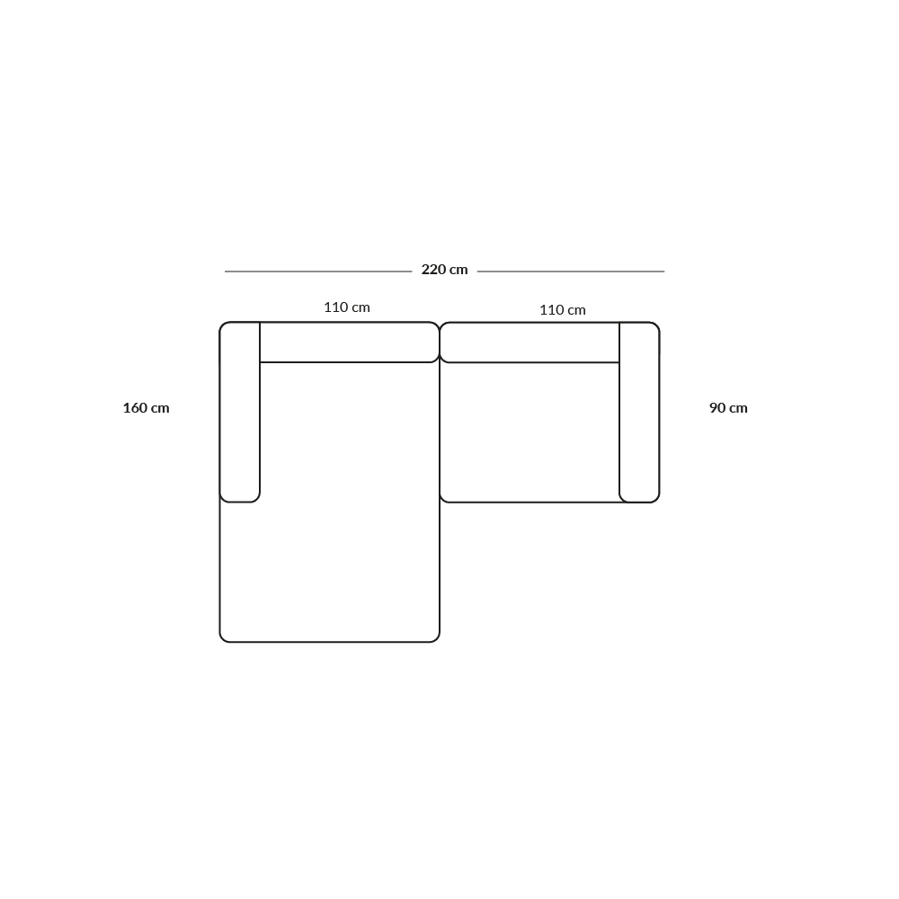 BASECAMP XL Small - linkes Chaiselongue, 2 Module, 160x220 cm
