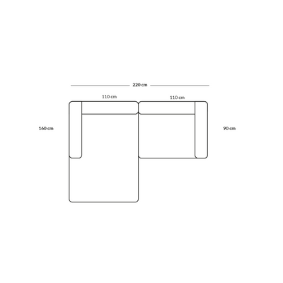 BASECAMP XL Small - linkes Chaiselongue, 2 Module, 160x220 cm