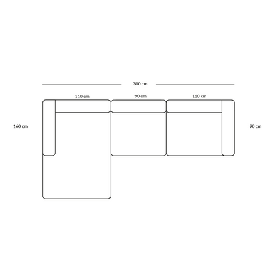 BASECAMP XL Chaiselounge - Links, 3 Module, 160x310cm